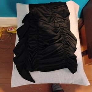 Iris Black Asymmetrical Ruched Skirt